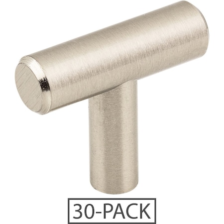 30-Pack Of The 1-9/16 Overall Length Satin Nickel Naples Cabinet T Knob